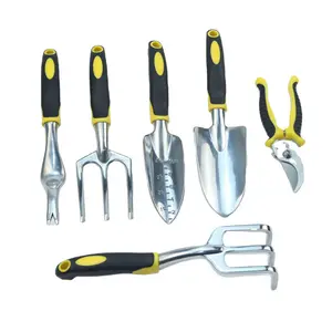 6PCS Aluminum Alloy Heavy Duty Gardening Tool Set With Non-Slip Rubber Grip Planting And Pruning Hand Tools Garden Tool Set