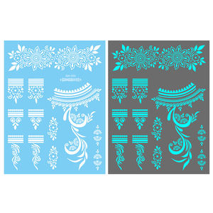 Tatuaje Temporal <span class=keywords><strong>de</strong></span> Henna Luminosa Azul, Diseño Tribal con Encaje Blanco, Loto, Mandala y Flores para Chicas - Product Image 4
