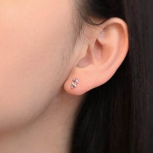 Sundae Cane Style Venta al por mayor Pendientes de mujer 14K Oro blanco Imagen pequeña Diamante natural Pendientes de zafiro Rosa el mejor regalo - Product Image 5