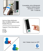 Contrôleur d'accès Secukey Android Bluetooth TouchKey avec déverrouillage par empreinte digitale, carte, code PIN, RFID et prise en charge de la passerelle