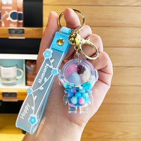 Nouveau porte-clés astronaute, porte-clés mignon de dessin animé, porte-clés, anneau porte-clés, homme spatial, pendentif liquide à sable mouvant, cadeaux suspendus