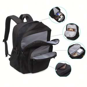 Mochila Escolar Negra de 26L con Logotipo Personalizado, Impermeable, para Viajes, Universidad y Negocios, con Múltiples Compartimentos - Product Image 5