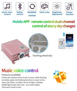 Rosa Aluminium 12V RGBW 16W Sternenhimmel-Set 3m 600 Stück Funkelnde Sternenfaser-LED-Beleuchtung für Kofferraum, Zuhause, Hotel - Product Image 5
