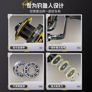 Moulinet de pêche spinning Km7000 en métal pour la pêche en surfcasting en mer et sur la plage, avec bobine inclinée et performances de lancer longue distance - Product Image 4