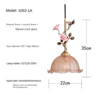 Lampe décorative rétro artistique, lustre antique pour salon, rose, chevet, petit, LED, à intensité variable, blanc chaud