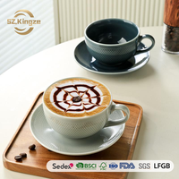 Ensemble de tasses à café professionnel Kingze 90ml/220ml/300ml en porcelaine, tasses à expresso, cappuccino, latte et soucoupes pour café