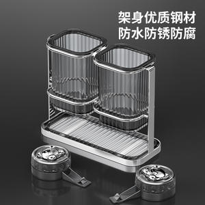 Support à baguettes en acier inoxydable à ventouse, égouttoir carré multifonctionnel avec plateau, séchage rapide, rangement de cuisine - Product Image 5