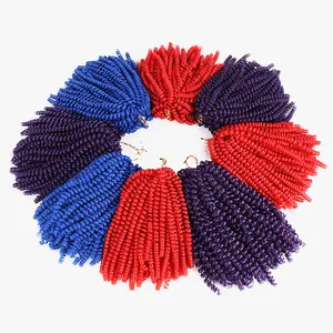 Sintetis Crochet Kepang Ekspresi 8 Inci B4 Hijau Ungu Merah Biru Pink Pendek Ombre Ghana Biru Grosir Musim Semi Memutar Rambut