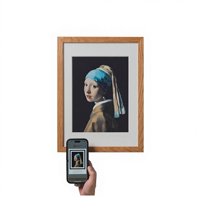 Wooden E Ink Picture Frame 13.3 Inch WiFi E Paper Display Wall Mount for Modern Living Room