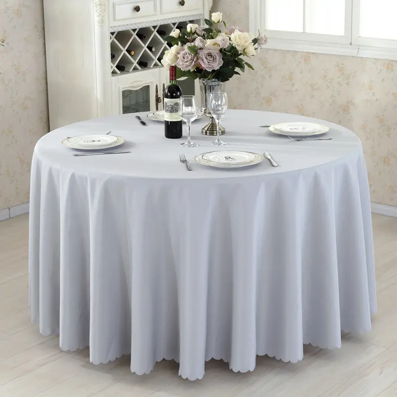 White Polyester Round Rectangular Rectangle Square Banquet Party Wedding Table Cloth Clothes Tablecloth For Wedding Decoration