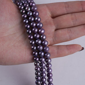 Lila Runde Form Natürliche Süßwasserperlen-Strang Sehr Gute Qualität für Schmuckherstellung - Product Image 1
