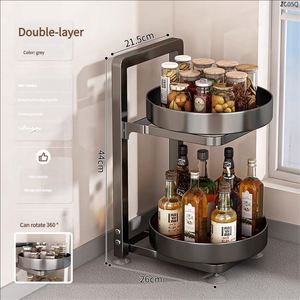 Modern Multi Layer Metal Spice Rack <b>Kitchen</b> Organizer with Rotating Stand for Home <b>Storage</b> - Product Image 6
