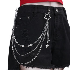 Cadena de pantalón con diseño de estrella hueca de cinco puntas y múltiples capas, estilo hip hop punk, cadena de cintura para mujer, accesorio de moda para adultos. - Product Image 2