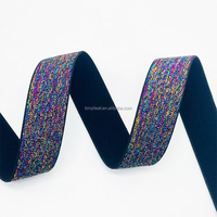 Bande élastique pour sous-vêtements, ceinture de taille, 1/1,5 pouce, fabrication sur mesure, jacquard tissé, logo coloré, paillettes dorées métalliques brillantes