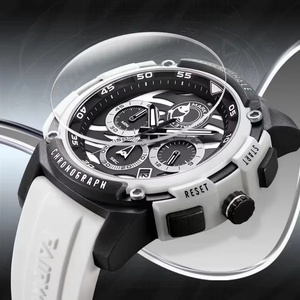 Mark Fairwhale FW-4410 Mens White Quartz <b>Watch</b> Luxury Sport Automatic Date Waterproof Silicone Strap Fashion Wristwatch for Men - Product Image 6