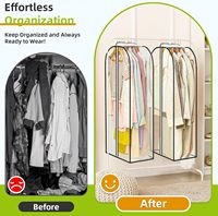 LANDNEOO Lot de 6 housses à vêtements transparentes avec fermeture éclair, double face, pour suspendre vêtements, manteaux, robes, fourrures et costumes (40'' de long)