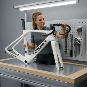 Cadre de vélo de route TOSEEK en fibre de carbone 700c avec axe traversant et passage interne des câbles – Liquidation usine - Product Image 1