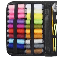 113 pièces Kit d'outils de couture domestique ensemble combinaison avec perles aiguilles bobines enfileur Crochet crochet ciseaux épingles ruban