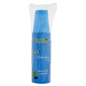 Vasos biodegradables y compostables de bioplástico de 200 ml, color azul claro, 50 unidades/paquete - Product Image 2