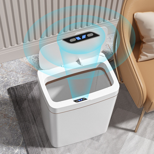 Wholesale Standing Automatic Sensor Smart Trash Can Plastic Eco-friendly Battery Powered Kitchen Bathroom Modern Home Use