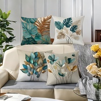 Housses de coussin décoratives Kongyu Home Textiles, motif floral feuille d'or vert sarcelle, pour salon, canapé, chaise