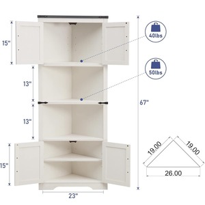 <b>Corner</b> <b>cabinet</b>, high-<b>corner</b> design, bathroom with barn door, adjustable shelves, storage <b>cabinet</b>, laundry room, living room, - Product Image 5