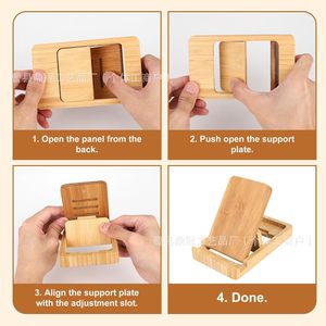 Wooden <b>Foldable</b> Phone Holder Portable Desktop Stand For <b>Desk</b> Beech Material - Product Image 5