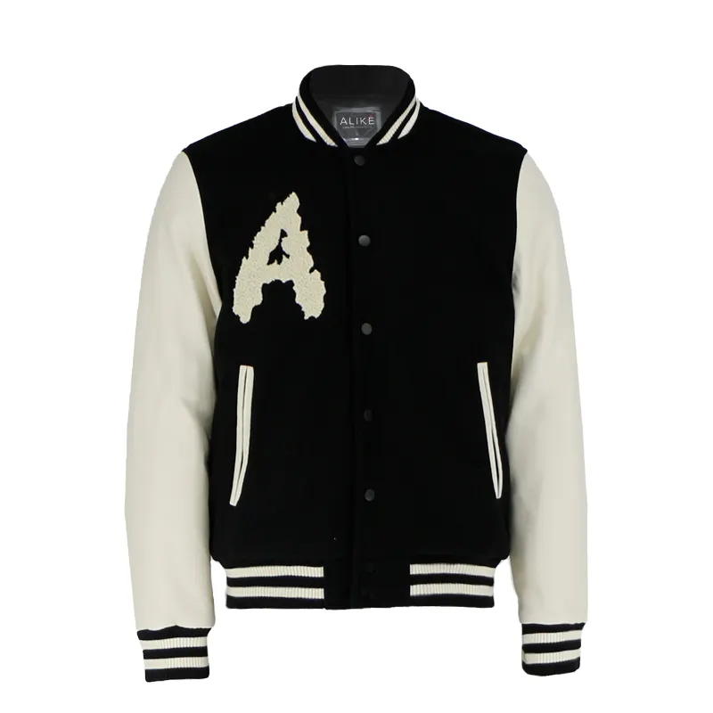 Custom Logo Mens Embroidered Letterman Jacket Quilted Padded Varsity Jacket With PU Leather Sleeve Baseball Jacket Coat for Man