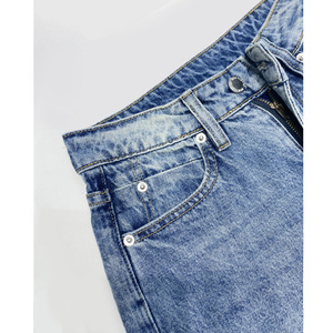 Jeans vintage bleu à fermeture éclair latérale 2025, jeans en denim <span class=keywords><strong>coupe</strong></span> droite, taille basse, <span class=keywords><strong>coupe</strong></span> <span class=keywords><strong>bootcut</strong></span>, jeans pour femmes - Product Image 5