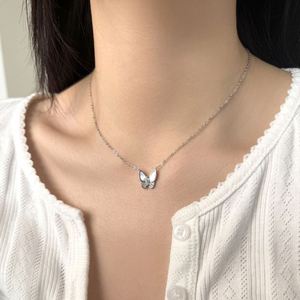 Dylam เครื่องประดับผู้หญิงที่สง่างามสวมใส่ทุกวันเครื่องประดับ925เงินสเตอร์ลิง5A เซอร์โคเนียสร้อยคอจี้ผีเสื้อ - Product Image 6