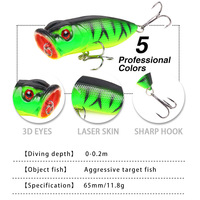 Produits de pêche ZHUORUN, leurre de pêche Luya, 6,5 cm, 11,8 g, leurre flottant à simulation d'eau ondulée