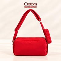 Sac bandoulière carré pour femme, mini sac à main avec large sangle et pochette assortie, rembourré doux, fermeture éclair, décontracté, logo personnalisé
