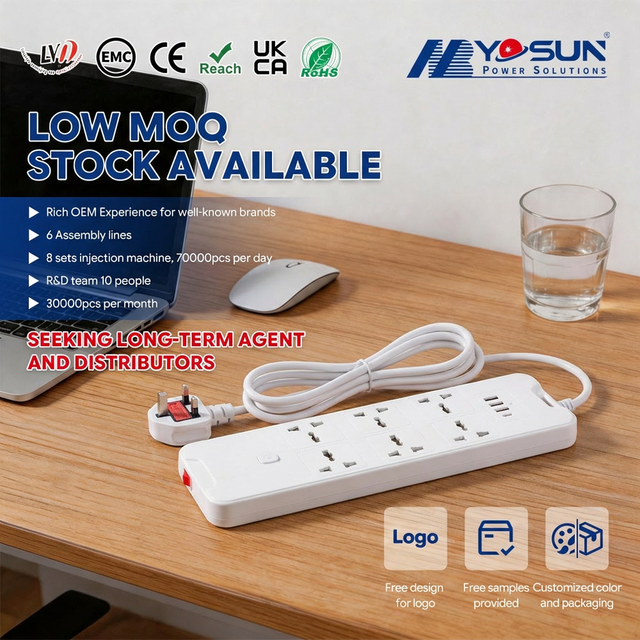 Home Office Used 6 Outlets Surge Protection Extension Cord Lead Power Strip With Type a Type C USB Charger for Home Office