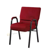 Chaise d'église rouge empilable moderne et bon marché avec accoudoirs, vente en gros, chaise de conférence à emboîtement pour chaire d'église, auditorium, théâtre