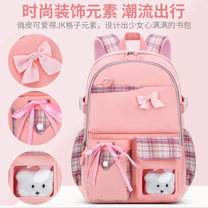 Sesame Baby Girls Backpack 14 In Plaid Bow School Bag For Elementary Students Lightweight Casual Design - Product Image 5