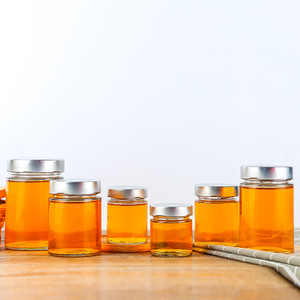 Pots à <span class=keywords><strong>miel</strong></span> en verre transparent et droit avec couvercle en métal or, 8 oz, pièces - Product Image 3