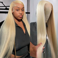 Vente en gros 613 Blonde couleur lâche vague profonde longue 13x4 dentelle avant brut indien vierge perruque de cheveux humains pas cher 613 Blonde vendeur perruques