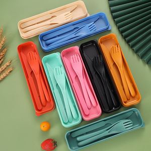 Ensemble de couverts écologiques en paille de blé plaquée - Sans BPA, réutilisables, lavables au lave-vaisselle, portables, pour cadeaux promotionnels - Product Image 1