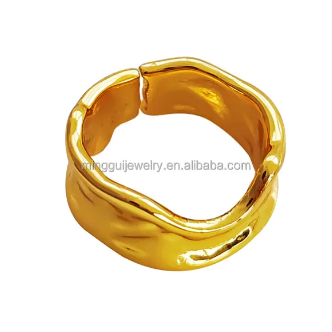 Wholesale Irregular opening ring stainless steel 14k gold Plated personality woman Jewelry rings