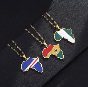 Collar <span class=keywords><strong>de</strong></span> acero inoxidable con <span class=keywords><strong>mapa</strong></span> africano, colgante <span class=keywords><strong>de</strong></span> Nigeria, Ghana, Somalia, venta al por mayor - Product Image 2