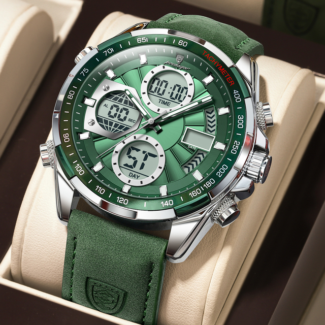 Poedagar Original Multi-functional Chronograph Watches for Men Waterproof Luxury Leather Quartz Wrist Men Watch