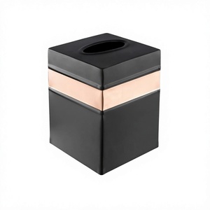 Square Cover Holder & Dispenser 2-Tone Holder for Home & Office Bathroom Decor <b>Vanity</b> Decorative Tissue Box Black-Copper Finish - Product Image 1