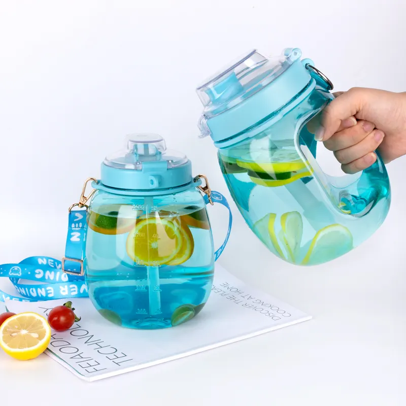 Fabriek Kids Waterfles Grote Capaciteit Grote Buik Waterflessen Tomatodos Kawaii Voor Kinderen Met Sticker 1l/1.5l Camping Petg