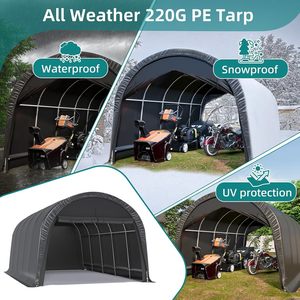 Abri de voiture 12x20FT robuste et portable en acier galvanisé, au design moderne en arche, avec protection anti-neige, abri de stockage extérieur pour voitures et camions - Product Image 4