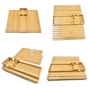 Plateau d'accoudoir de canapé portable classique en bambou, support de tasse pliable en bambou pour canapé, sac de rangement pour la maison et la cuisine. - Product Image 3