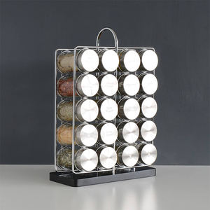 Ensemble d'épices modernes en acier inoxydable avec 20 bocaux en verre, support organisateur de <span class=keywords><strong>baguette</strong></span>, étagère avec support - Product Image 6