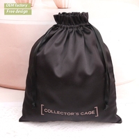 Pochette de rangement pour lingerie en satin bleu doux de luxe imprimé de logo personnalisé sac à poussière pour extension de cheveux en satin de soie