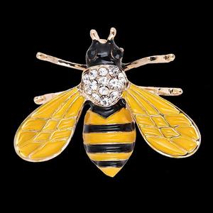 1 pièce Broche enfant abeille en alliage, design goutte d'huile, incrustée de strass, épingle de revers insecte, bijou de mode pour usage quotidien - Product Image 4