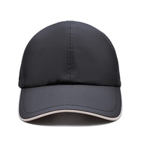 Casquette de baseball de luxe en nylon avec logo brodé personnalisé Casquette de papa imperméable noire 6 panneaux réglable vierge