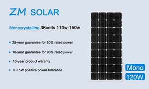 120w Năng Lượng Mặt Trời Bảng Điều Khiển <span class=keywords><strong>Mono</strong></span> 36 tế bào Với 25 Năm Bảo Hành ZM Màu Đen Và Màu Xanh - Product Image 5